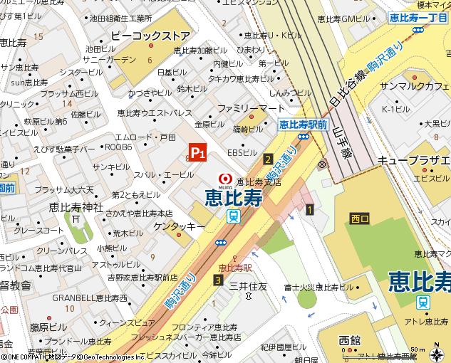 恵比寿支店付近の地図